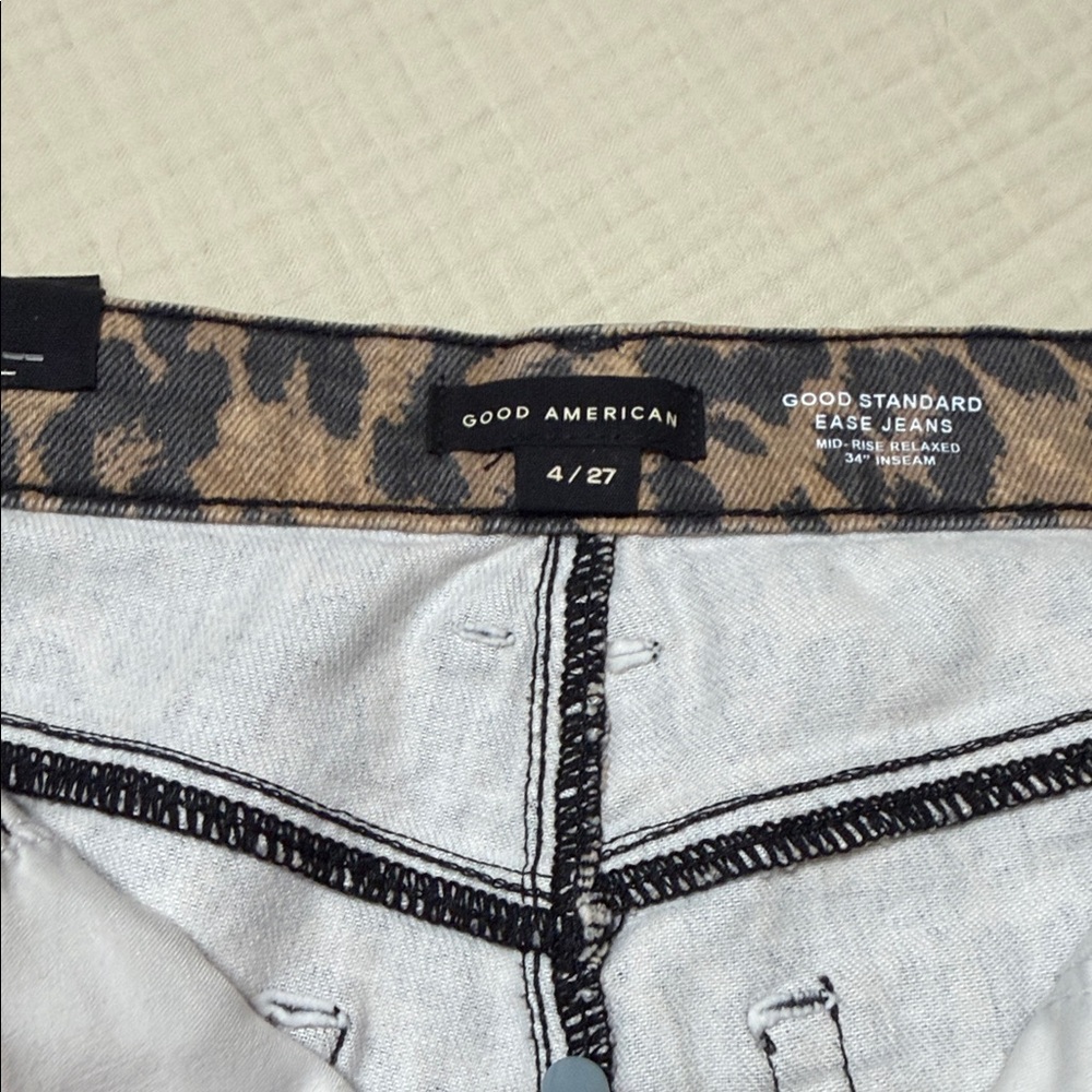 Good American Leopard Print Wide Leg Pants - Tan & Black - Picture 7 of 11
